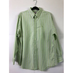 Brooks Brothers Shirt Mens XL Button Up Green BluePlaid Long Sleeve Non-Iron
